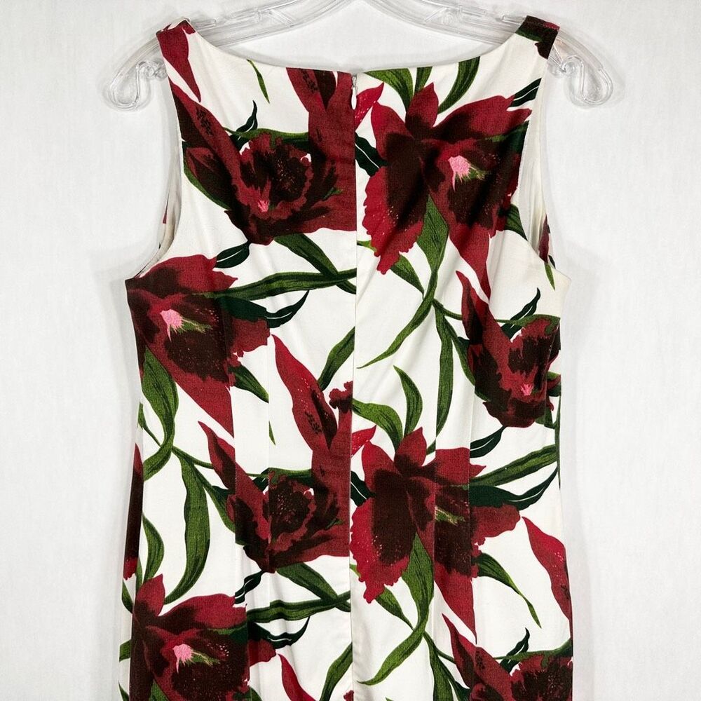 Lafayette 148 Size 8 Dress White Red Green Floral Shift Lined‎ Knee Length 642 - Picture 6 of 8